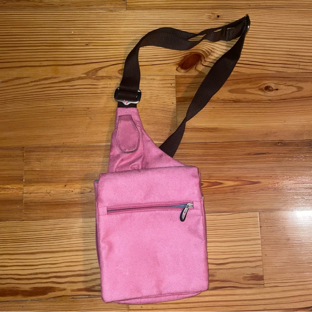 Travelon Pink Faux Suede Crossbody Bag